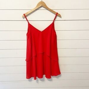 Amanda Uprichard | Tiered redish/orange Spaghetti Strap Mini Dress Size Medium